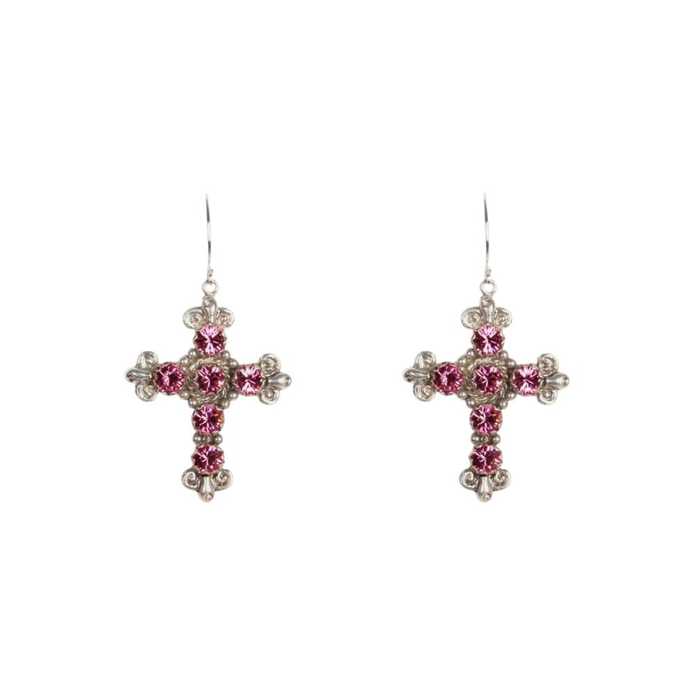 VIRGINS SAINTS & ANGELS VSA Addie Earrings Silver & Fuchsia Pink